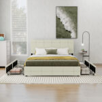 Samyla Upholstered Metal Platform Storage Bed - Chic Decora