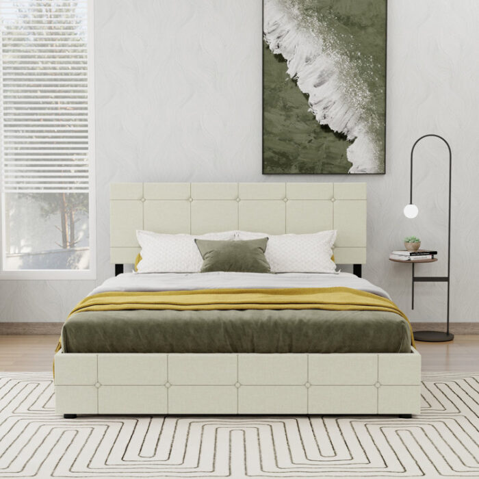 Samyla Upholstered Metal Platform Storage Bed - Chic Decora