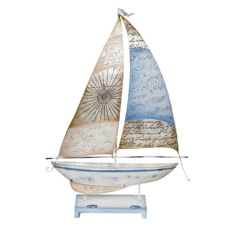 Sanderlin Handmade Sailboat with Compass Stand - Chic Decora