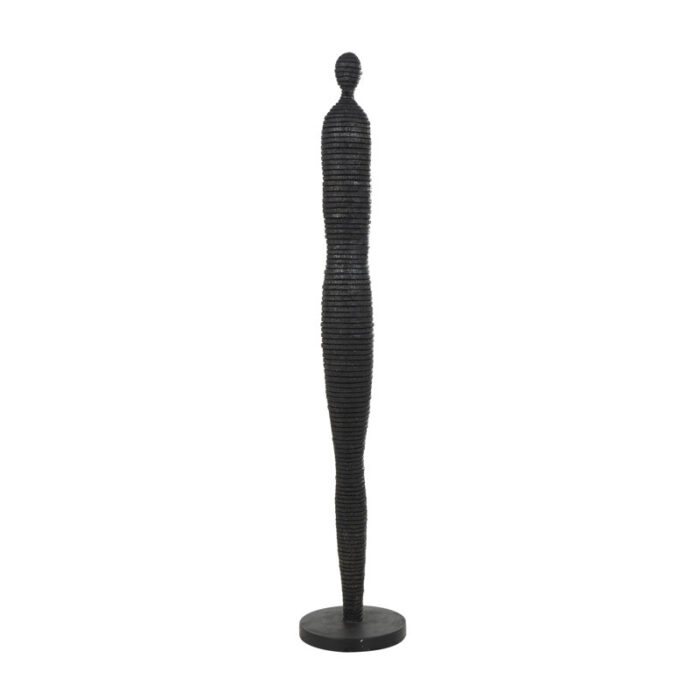 Sanfo Polystone Tall Slim Figure People Decorative Sculpture with Ribbed Body and Glitter Accents - Chic Decora