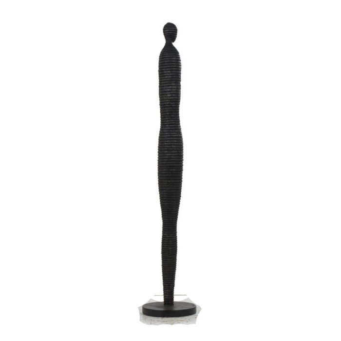 Sanfo Polystone Tall Slim Figure People Decorative Sculpture with Ribbed Body and Glitter Accents - Chic Decora