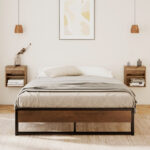 Saunderstown Industrial Style 14″ Wood Platform Bed - Chic Decora