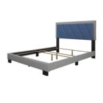 Savona Diagonal Upholstered Faux Leather and Linen Platform Bed - Chic Decora