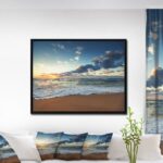 Seascape ‘Sunrise and Glowing Waves in Ocean Seashore’ Photograph - Chic Decora