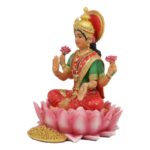 Seated Beautiful Hindu Goddess Lakshmi Meditating on Lotus Throne Figurine - Chic Decora