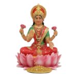 Seated Beautiful Hindu Goddess Lakshmi Meditating on Lotus Throne Figurine - Chic Decora