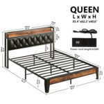 Semirah Vegan Leather Metal Bookcase Storage Bed - Chic Decora