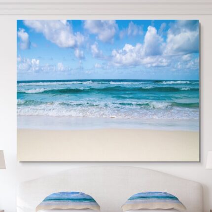 Serene Blue Tropical Beach – Wrapped Canvas Photograph - Chic Decora