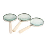 Set of 3 Decorative Magnifying Glass Contemporary Polyresin Beige and Ivory - Chic Decora