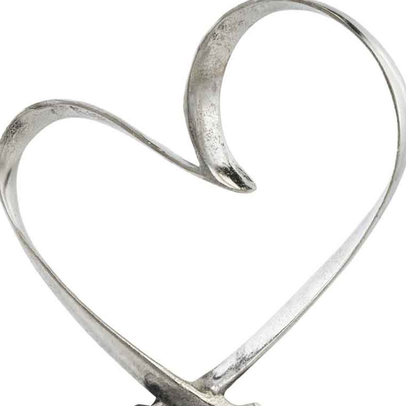 Shahzaib 16″ Raw Silver And Black Heart Sculpture - Chic Decora