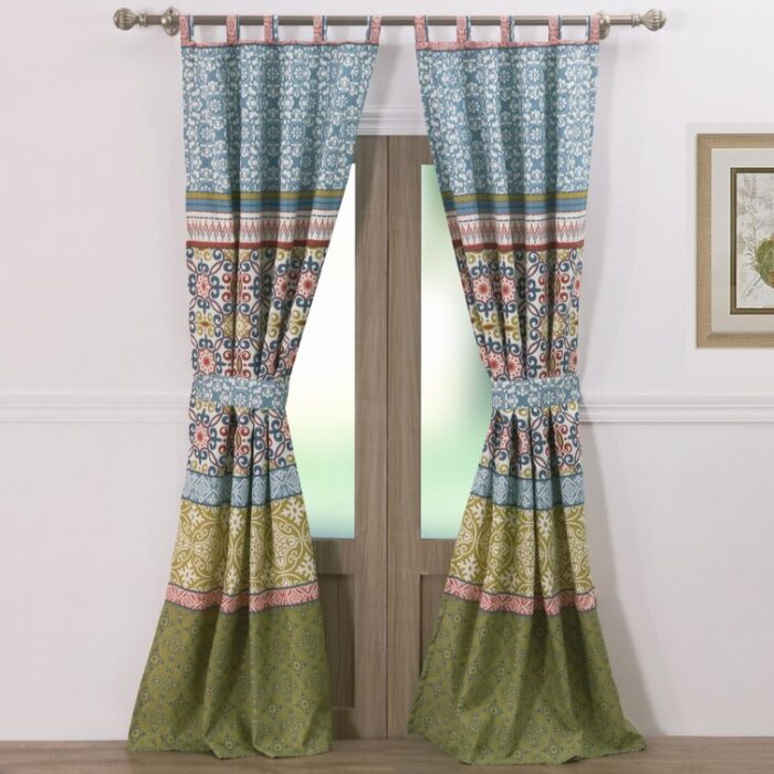 Shangri-La Geometric Semi-Sheer Tab Top Curtain Panels (Set of 2) - Chic Decora