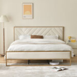 Sheila Upholstered Platform Bed with Velvet Tufted Headboard - Chic Decora