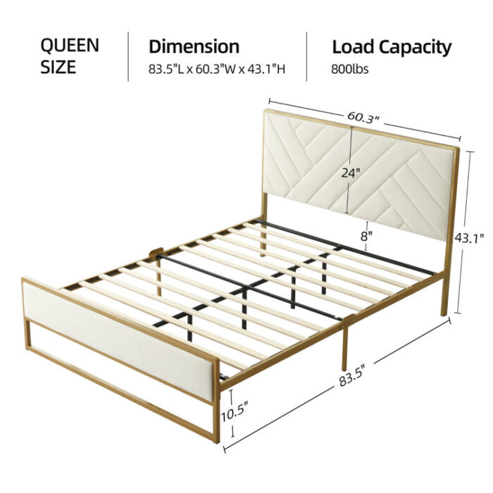 Sheila Upholstered Platform Bed with Velvet Tufted Headboard - Chic Decora