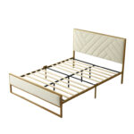 Sheila Upholstered Platform Bed with Velvet Tufted Headboard - Chic Decora