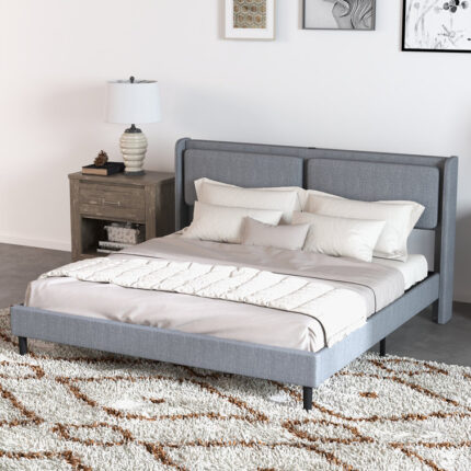 Shelva Upholstered Metal Slat Bed - Chic Decora