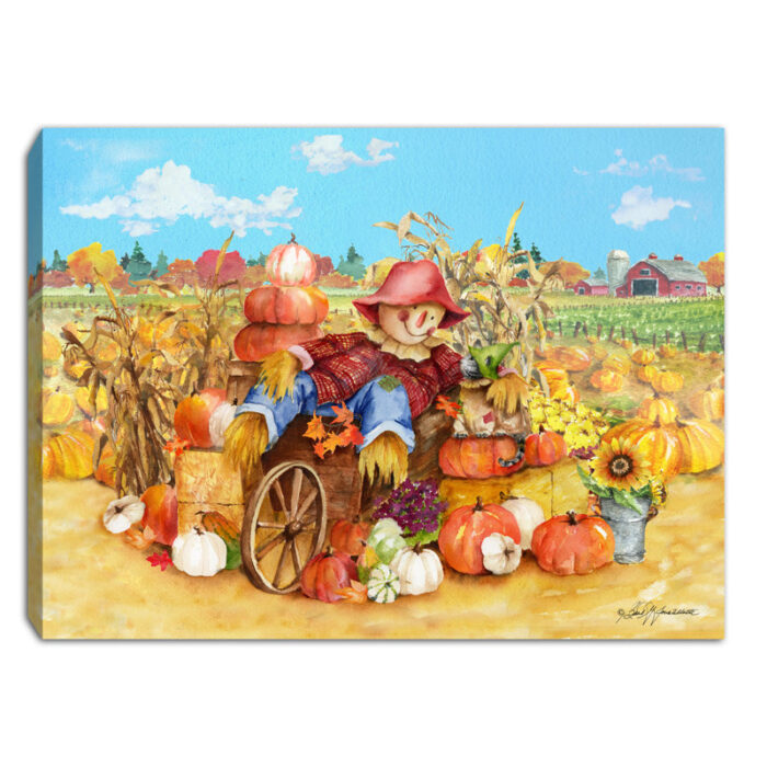 Shielo – Scarecrow Pals 8×6 Mini Lighted Easel Back Canvas - Chic Decora