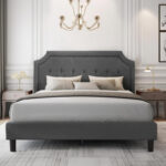 Sietje Upholstered Bed Frame With Tufted Adjustable Headboard Wood Slats Platform Bed - Chic Decora