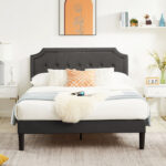 Sietje Upholstered Bed Frame With Tufted Adjustable Headboard Wood Slats Platform Bed - Chic Decora