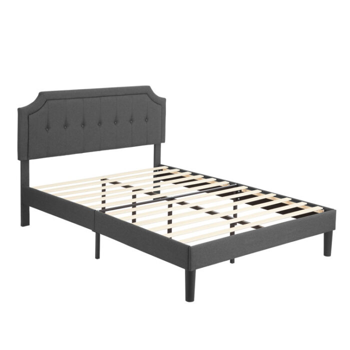 Sietje Upholstered Bed Frame With Tufted Adjustable Headboard Wood Slats Platform Bed - Chic Decora