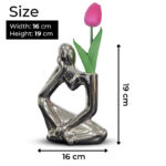 Silver Ceramic Vase & Abstract Thinker, Tulip Included - Chic Decora