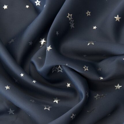 Silver Foil Star Blackout Curtains (Set of 2) - Chic Decora