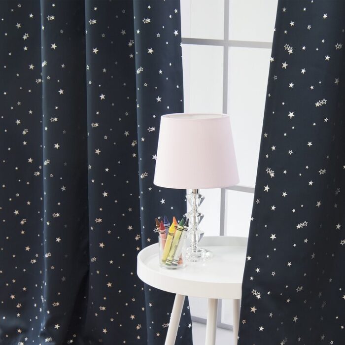 Silver Foil Star Blackout Curtains (Set of 2) - Chic Decora