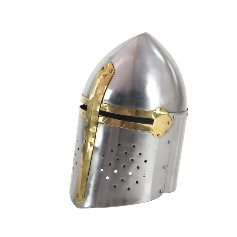 Silver Metal Medieval Knight Crusader Helmet - Chic Decora