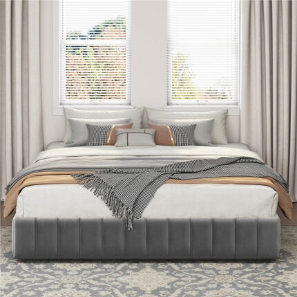 Size Upholstered Metal Storage Bed - Chic Decora