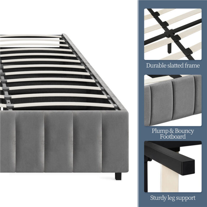 Size Upholstered Metal Storage Bed - Chic Decora