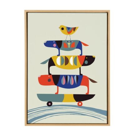 Skate Dog by Rachel Lee – Floater Frame Painting Print on Canvas - Chic Decora