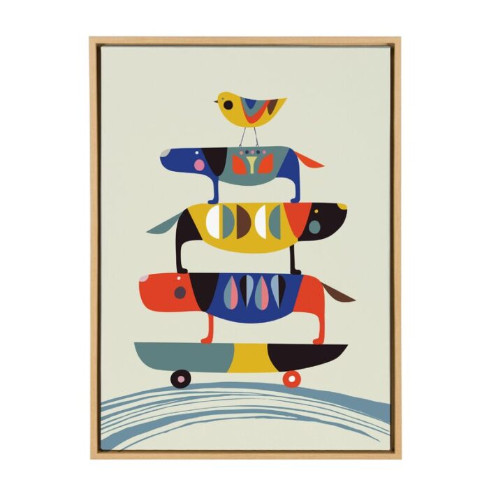 Skate Dog by Rachel Lee – Floater Frame Painting Print on Canvas - Chic Decora