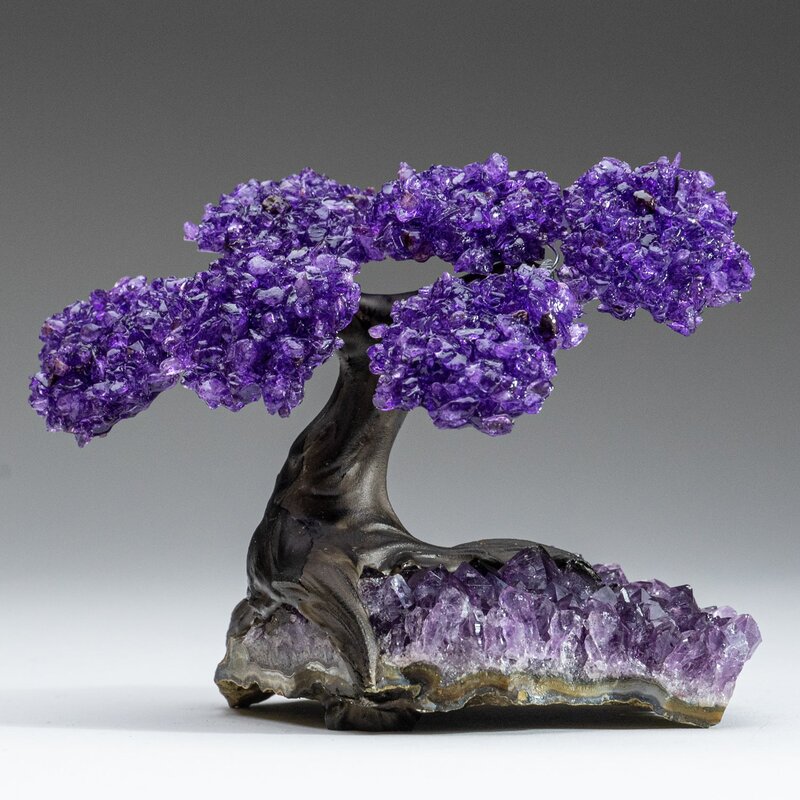 Small Amethyst Clustered Gemstone Tree on Amethyst Matrix (The Protection Tree) - Chic Decora