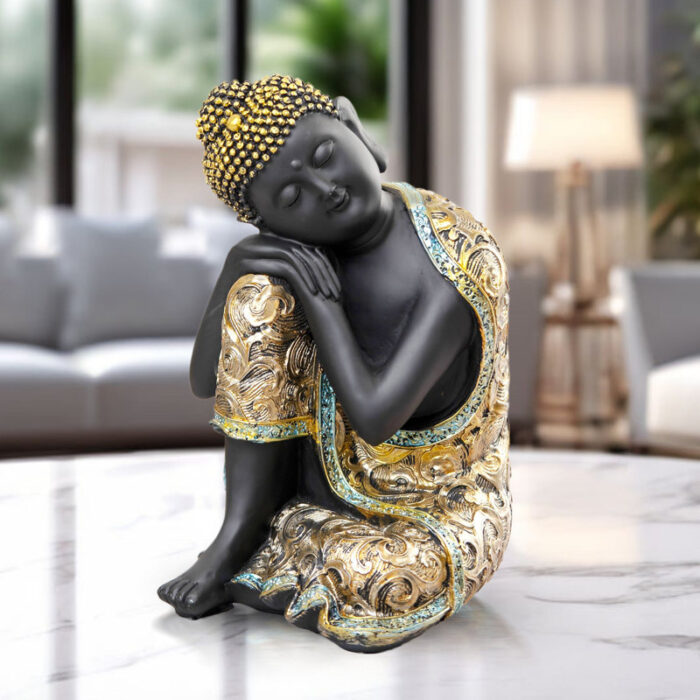 Small Black Polyresin Buddha Statue For Zen Home Decor - Chic Decora