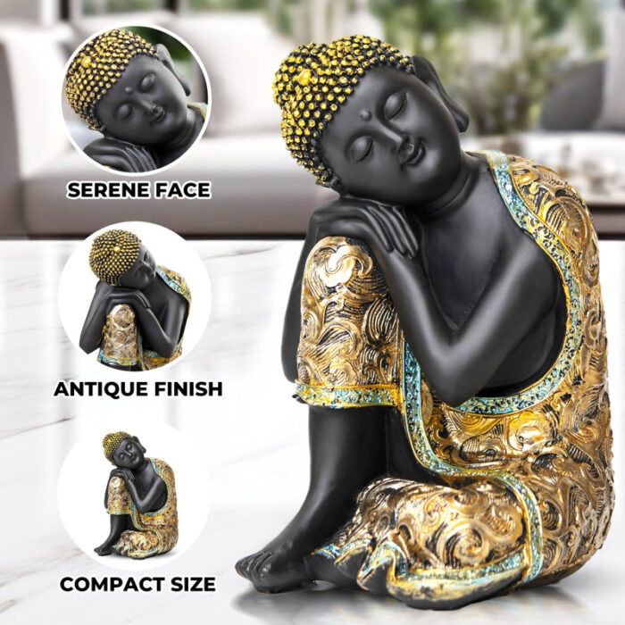 Small Black Polyresin Buddha Statue For Zen Home Decor - Chic Decora