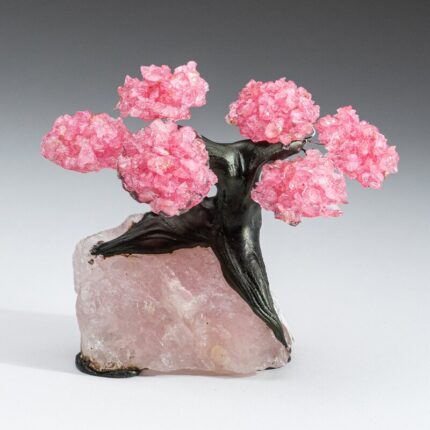 Small Genuine Rose Quartz Clustered Gemstone Tree on Rose Quartz Matrix (The Love Tree) - Chic Decora