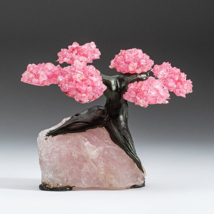 Small Genuine Rose Quartz Clustered Gemstone Tree on Rose Quartz Matrix (The Love Tree) - Chic Decora