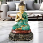 Small Green Gold Buddha Statue – Polyresin Zen Home Decor - Chic Decora