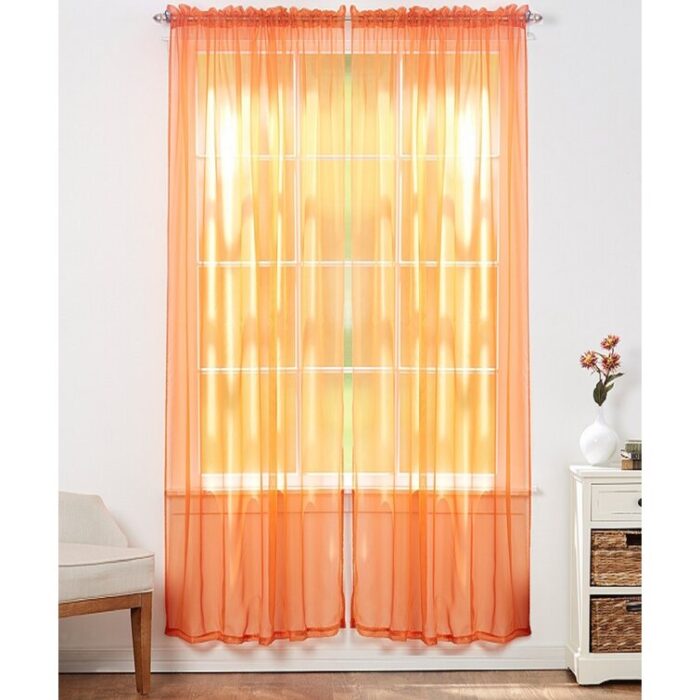 Solid Sheer Outdoor Rod Pocket Curtain Panel Set (Set of 2) - Chic Decora