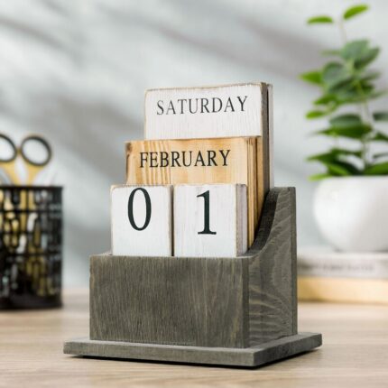 Solid Wood Cretys Perpetual Calendar - Chic Decora