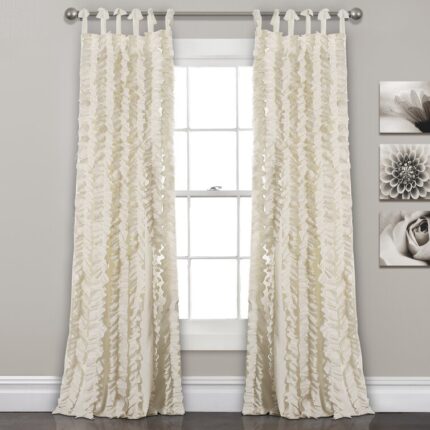 Sophia Ruffle Polyester Semi Sheer Curtain Pair (Set of 2) - Chic Decora