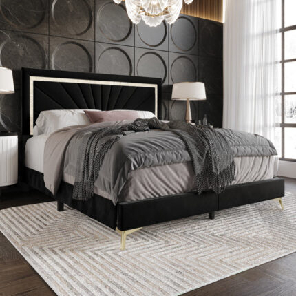 Soufian Upholstered Standard Bed - Chic Decora