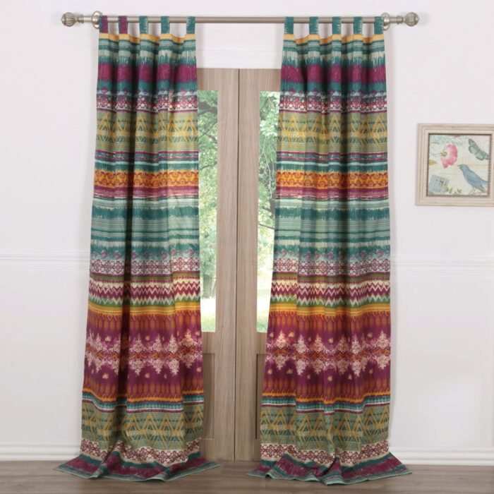 Southwest Striped Semi-Sheer Tab Top Curtain Panels (Set of 2) - Chic Decora