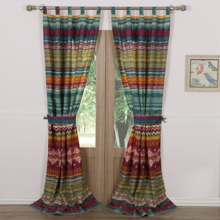 Southwest Striped Semi-Sheer Tab Top Curtain Panels (Set of 2) - Chic Decora