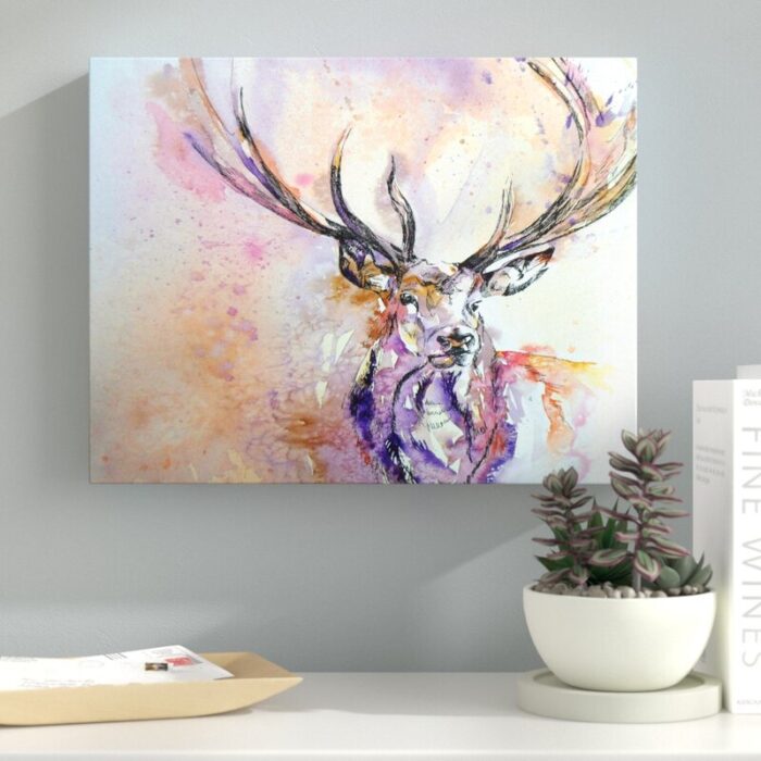 Stag 2 by Liz Chaderton Painting on Canvas - Chic Decora