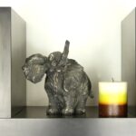 Standing Elephant Statuette Figurine Sculpture Distressed Grey Ecru - Chic Decora