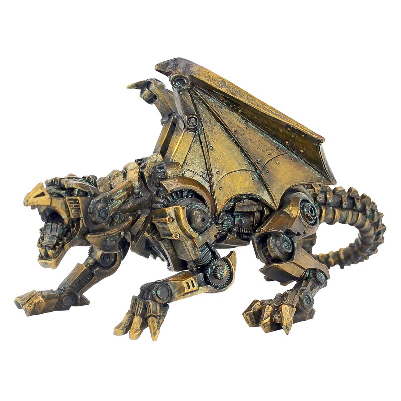 Steampunk Gothic Gear Dragon Figurine - Chic Decora