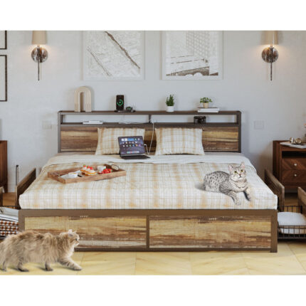 Ritenour Wood & Metal Storage Bed Frame with 4 Drawers - Chic Decora