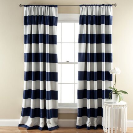 Stripe Polyester Room Darkening Curtain Pair (Set of 2) - Chic Decora