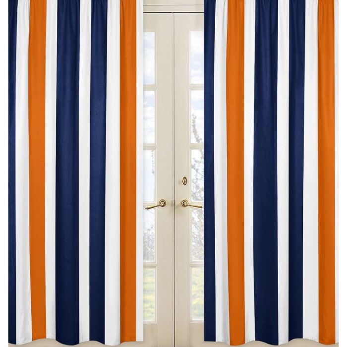 Stripe Solid Semi-Sheer Rod Pocket Curtain Panels (Set of 2) - Chic Decora