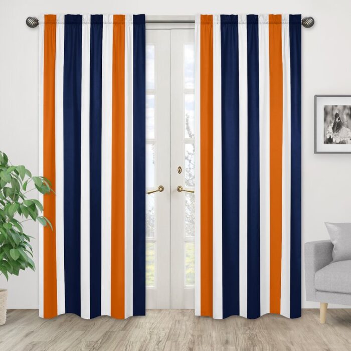 Stripe Solid Semi-Sheer Rod Pocket Curtain Panels (Set of 2) - Chic Decora